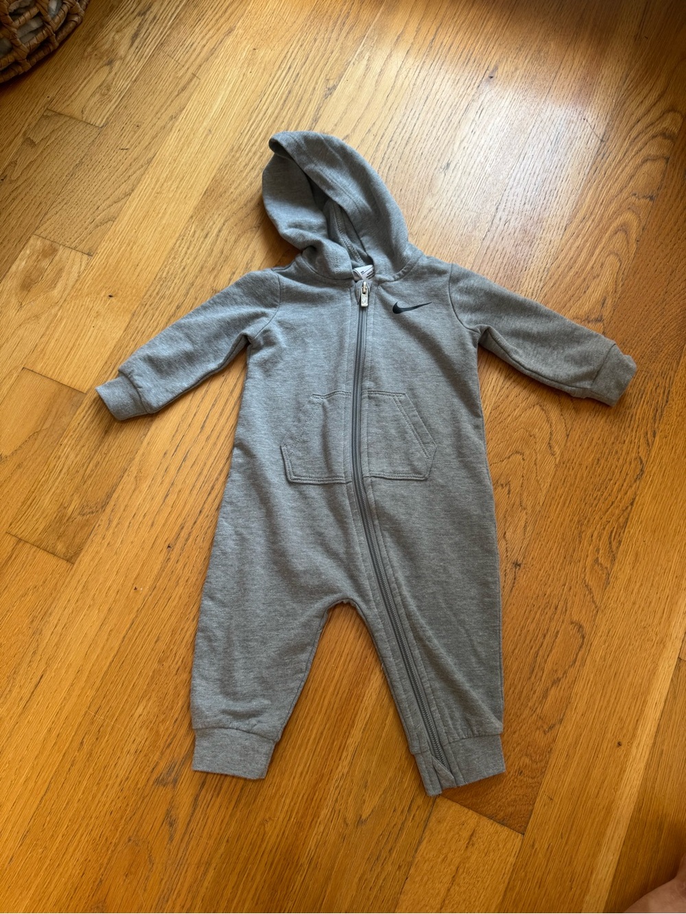 Nike Gray Hooded Baby One-Piece Zip Footie
